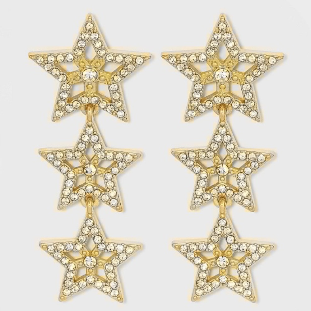 SUGARFIX by BaubleBar Stacked Star Drop Earrings - Metallic Gold